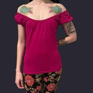 Magenta / Plain Blouse / New York & Company / Cinched Sleeves / Size XS